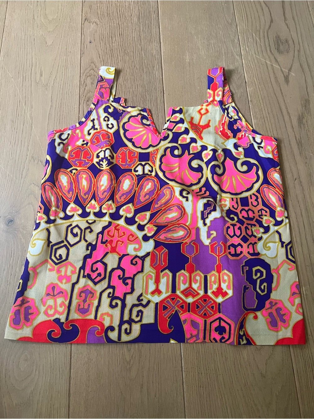 Vintage handmade Bold Multi-Color Printed Sleeveless Top